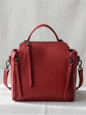 Authentic Italian Leather Crossbody Bag - Deep Rich Red